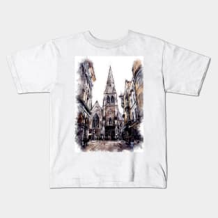 Glasgow City Streets Travel Poster Series watercolor ink edition 07 Kids T-Shirt